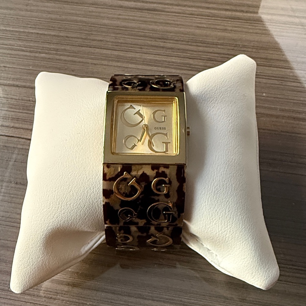 Guess Gold and Brown Patterned Watch